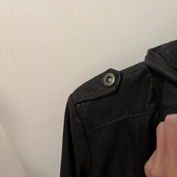 LAST DAY Andrew Marc Black Leather Snap Jacket Moto Style - Picture 8 of 10